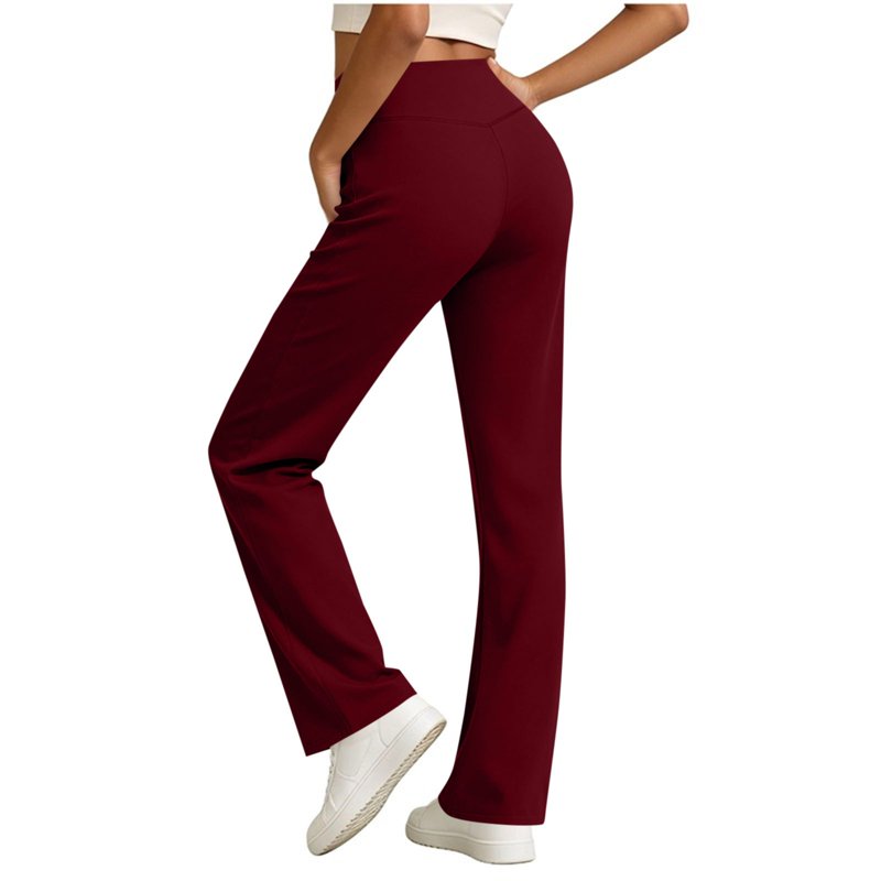 Women’s High Waist Yoga Pants with Pockets - Casual Gym Trousers, Elastic Solid Bottoms