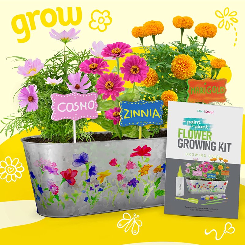 Kids Flower Growing Kit with Paintable Planter and Seeds - Gardening & Art Craft Set for Ages 4-12
