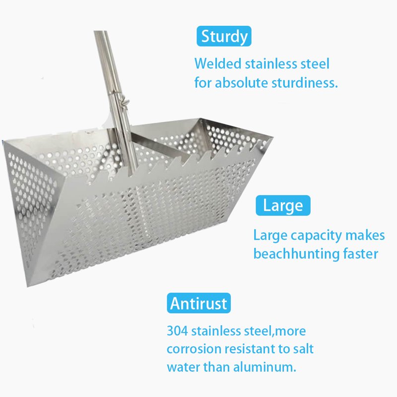 Stainless Steel Beach Sand Scoop & Shell Shovel Set for Crabs Shells and Sand Screening