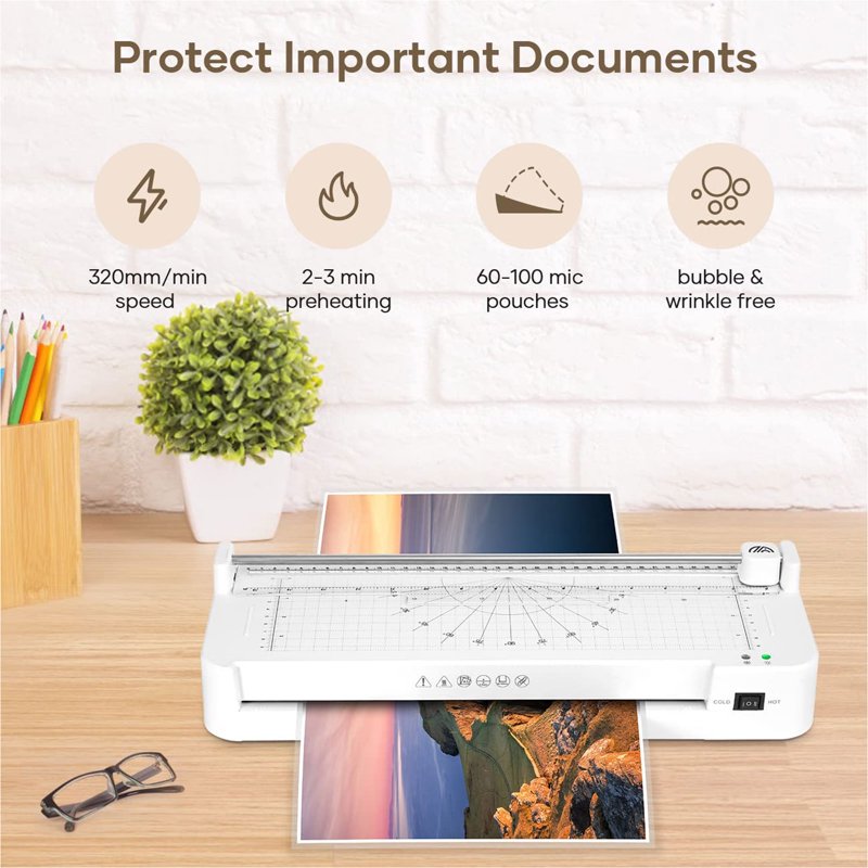A3 Laminator Machine with Cold & Hot Modes, 13-Inch Paper Size, Includes 5 Sheets