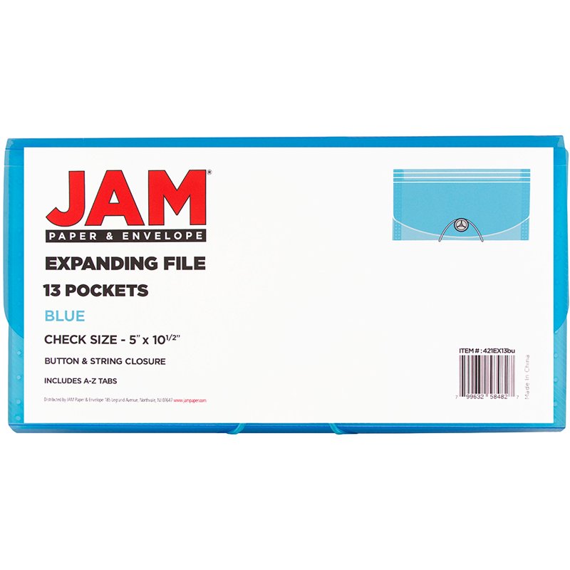 Blue 13-Pocket Expanding File Folder for Documents and Receipts