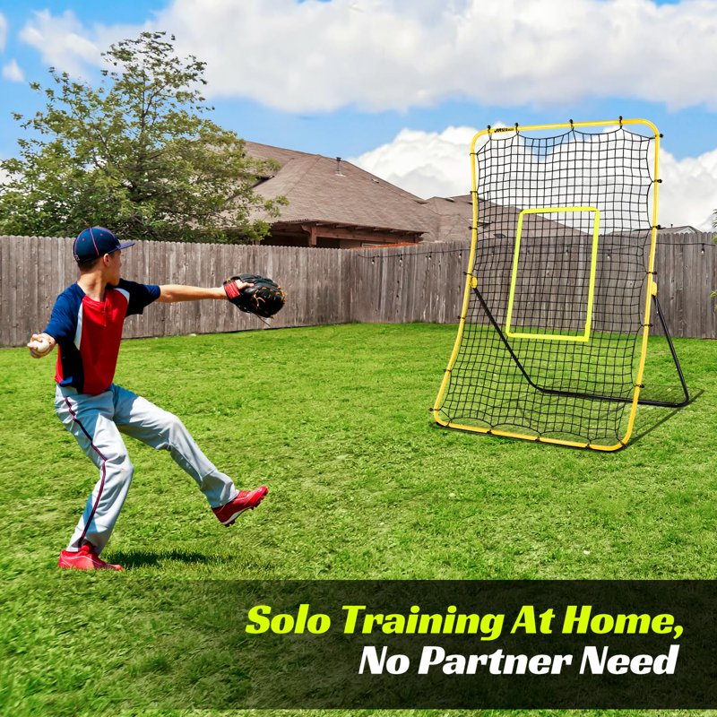 Baseball Rebound Net with 5 Adjustable Angles, 68 x 44 inches, Weather-Resistant Training Equipment