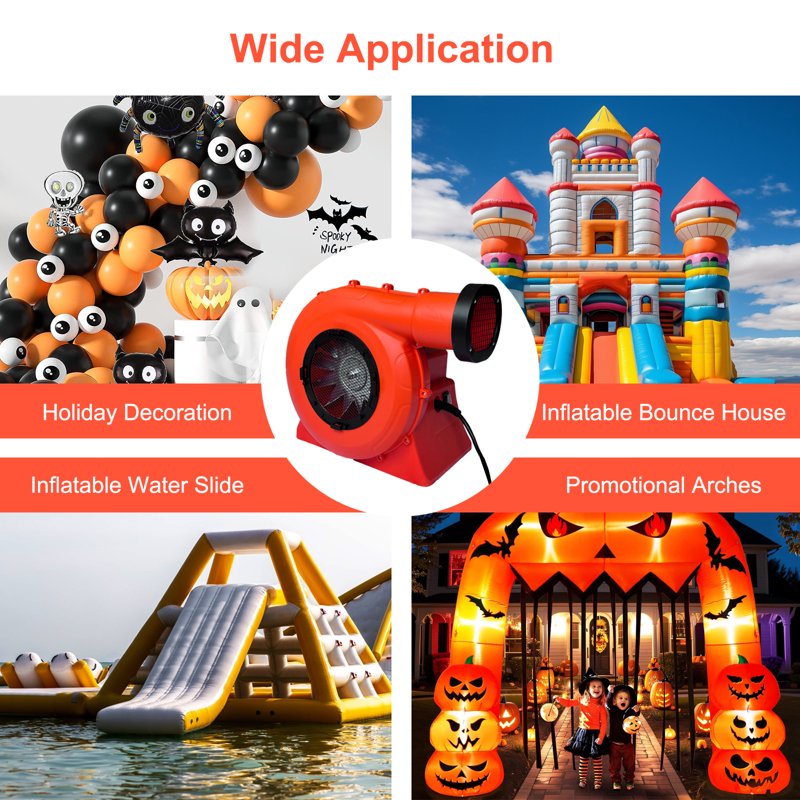 1100W 1.5HP Inflatable Bounce House Blower Pump - Commercial Air Fan