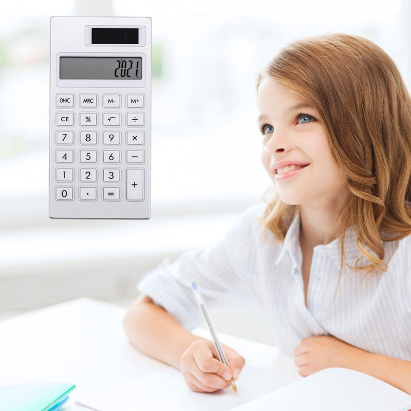 12-Digit Solar Calculator Portable Mini with Aluminum Alloy Body for Students & Professionals