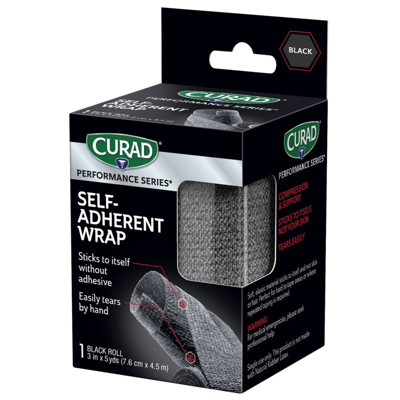 Self-Adherent Compression Bandage - 3 Inch x 5 Yard, Black, Medical Tape