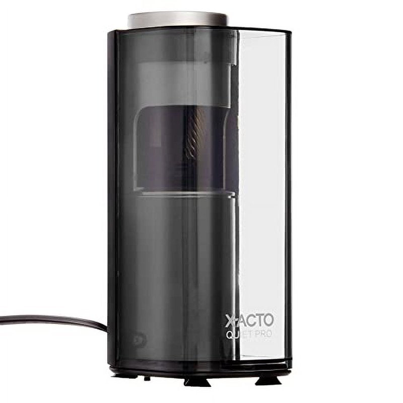 Electric Pencil Sharpener - Quiet, Heavy-Duty, Auto-Stop, 3x5x9 Black/Silver
