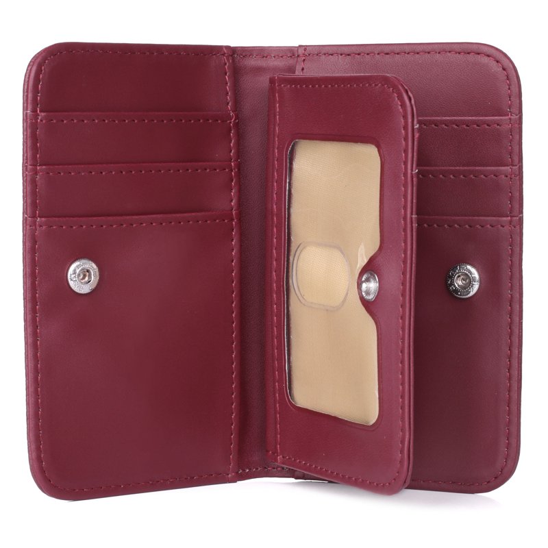 Leather Card Case for Women with Snap Closure - Multiple Colors