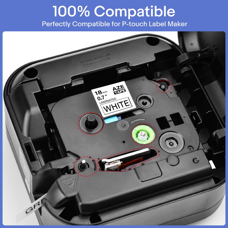 3 Pack Laminated Label Tape for Brother P-touch TZe-241 - Black on White, 18mm