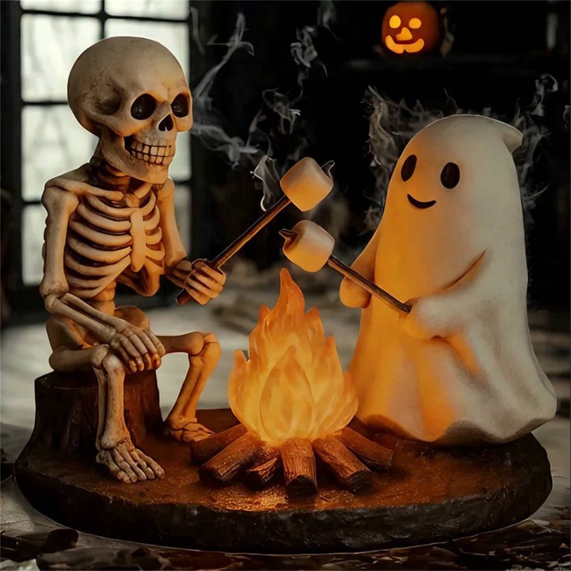 Halloween 3D Ghost Night Light Flickering Campfire Decor Lantern