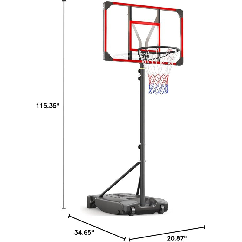 Portable Adjustable Basketball Hoop System for Kids & Adults - 4.82-8.53FT Height