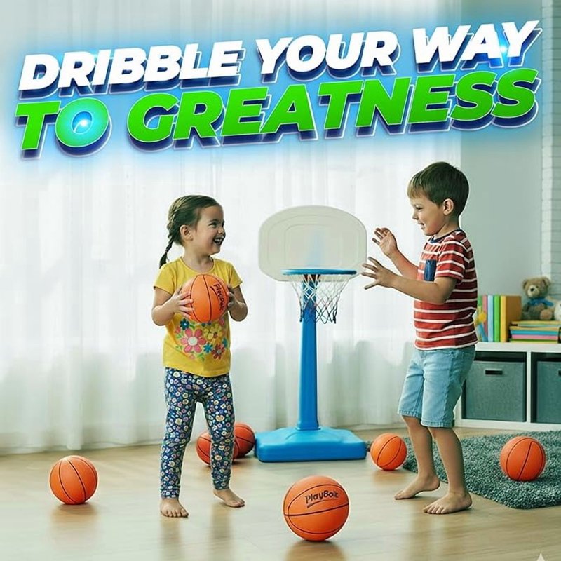Mini Basketballs Set - 3 Pack 7 Inch Youth Rubber Balls for Indoor Outdoor Play