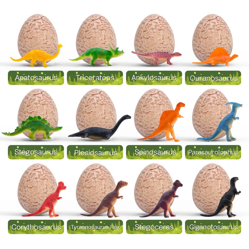 Dinosaur Egg Dig Kit for Kids - Excavation Science STEM Toy with 12 Dinosaur Eggs and Learning Cards