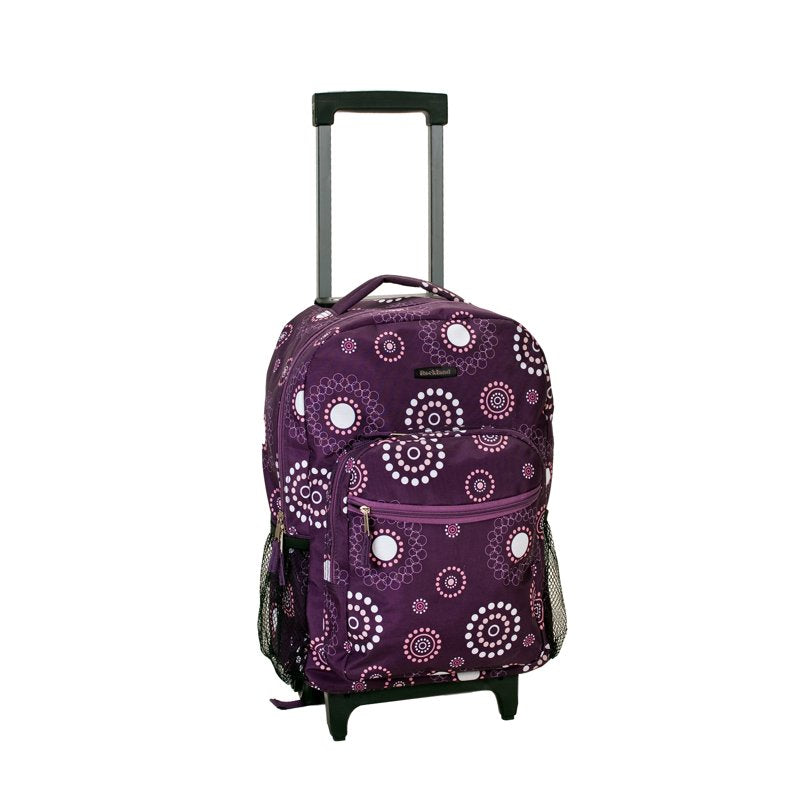 Unisex 17 Inch Rolling Backpack with Wheels and Multiple Pockets