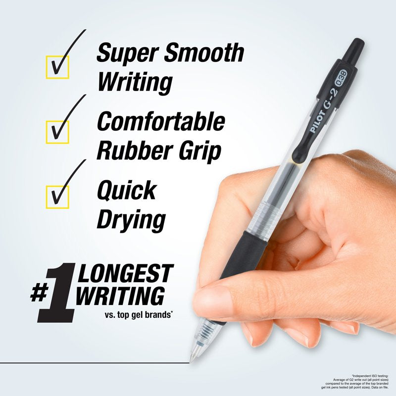 Premium Retractable Gel Pen Set - Ultra Fine Point, Black & Blue Ink