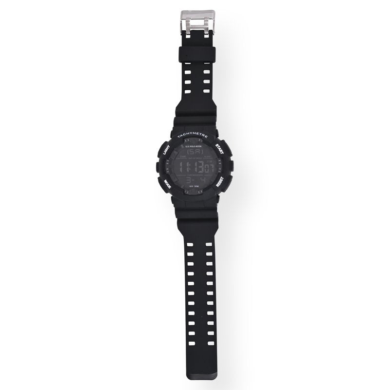 Men's Digital Tachymeter Watch - Black Quartz Sport Watch for Men