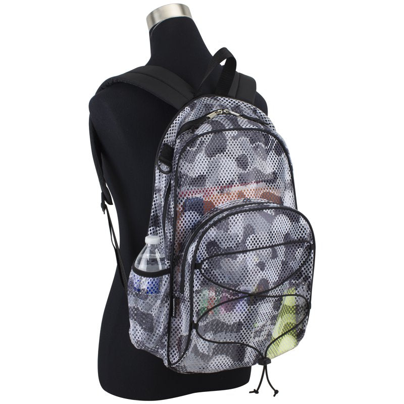Unisex Mesh Bungee Backpack with Padded Shoulder Straps - Multiple Colors