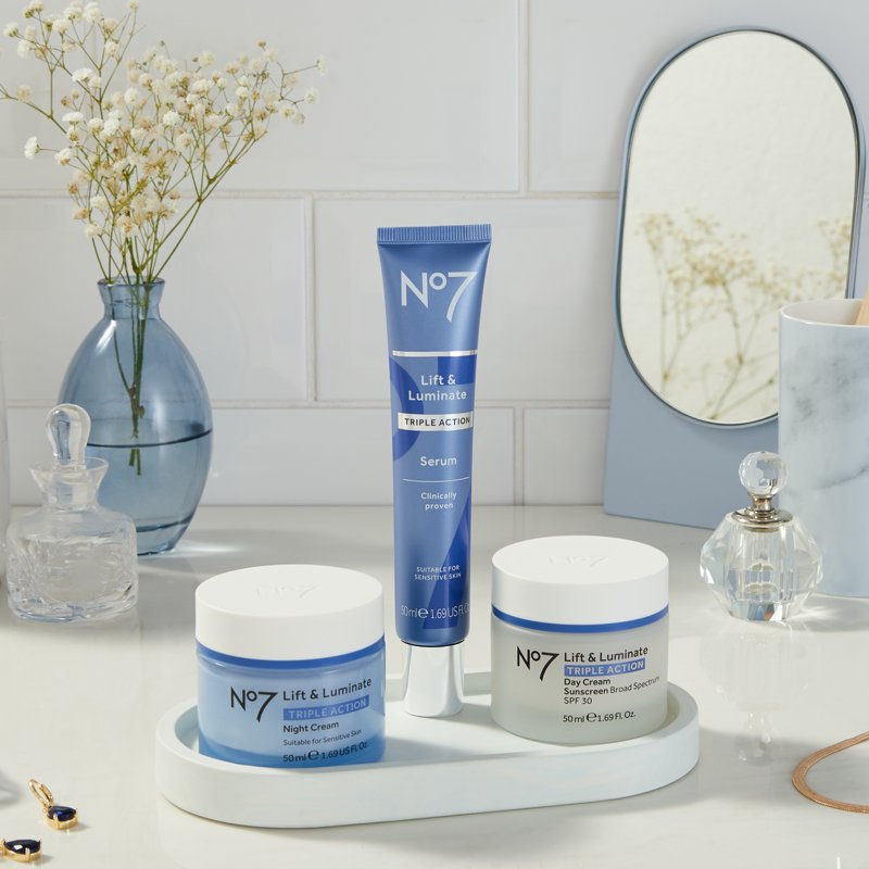 No7 Lift & Luminate Anti-Aging Face Serum with Collagen Peptides, All Skin Types