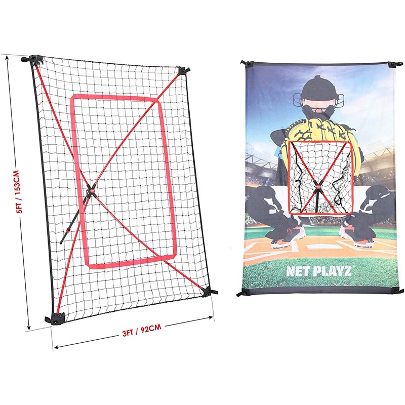 Junior Baseball Softball Pitching Trainer Combo Rebound Net & Target Panel