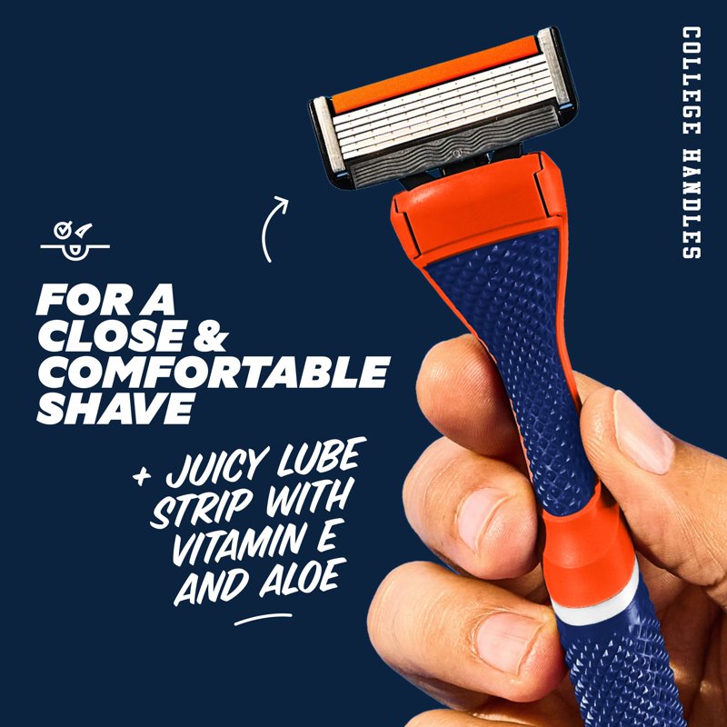 6-Blade Razor Starter Set with Reusable Handle - College Team Colors