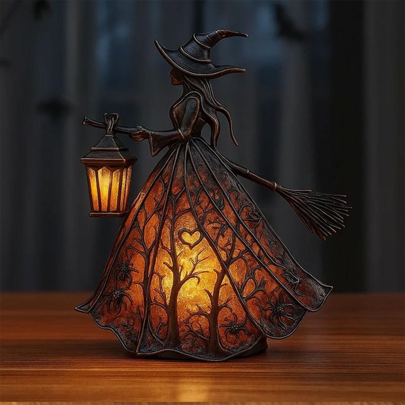 Halloween Witch Lamp - Spooky Decorative USB Table Lamp for Home & Party