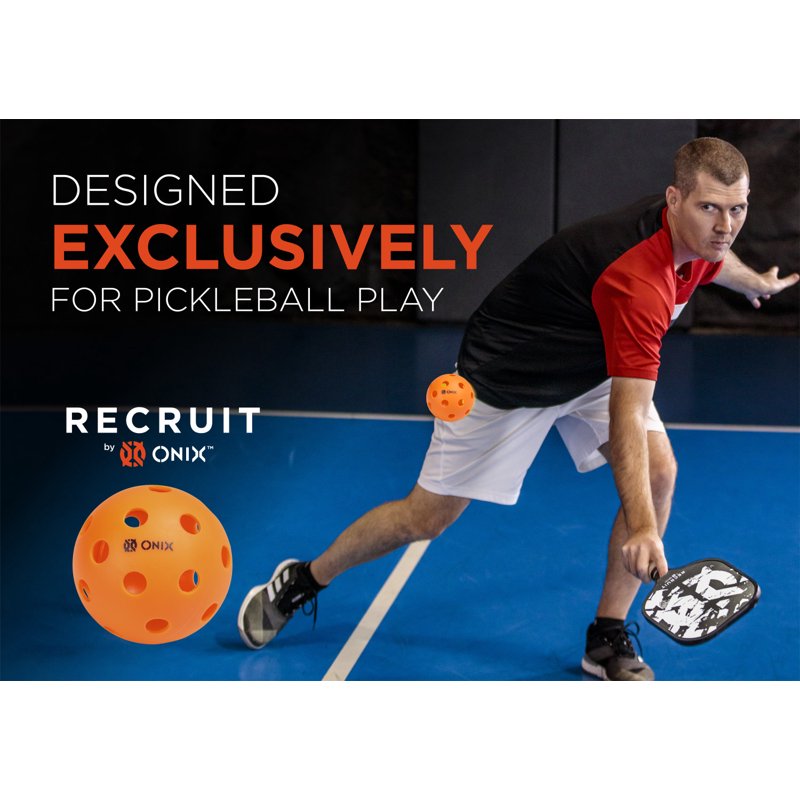 Recruit by ONIX Pickleball Pure Indoor Balls (Orange, 3-Pack) – Single Variation