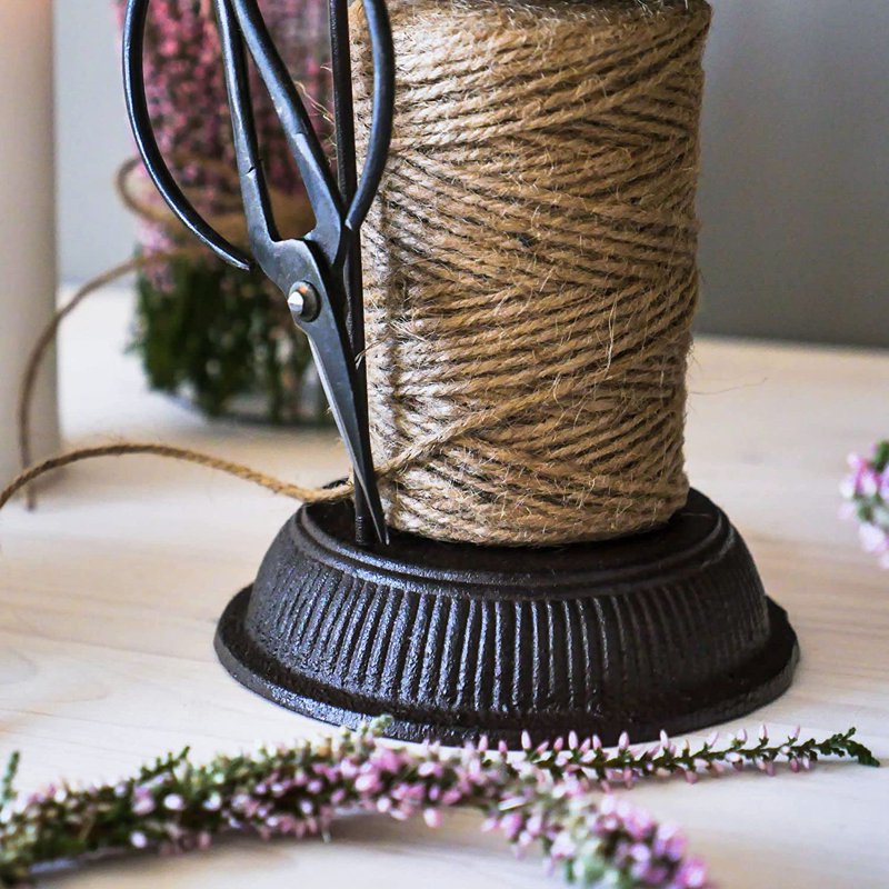 Cast Iron Garden Twine Holder with Scissors - Rustic Yard Tool