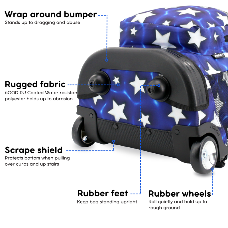Kids Rolling Backpack for School & Travel - 18-Inch Durable Wheeled Bag with Organizer