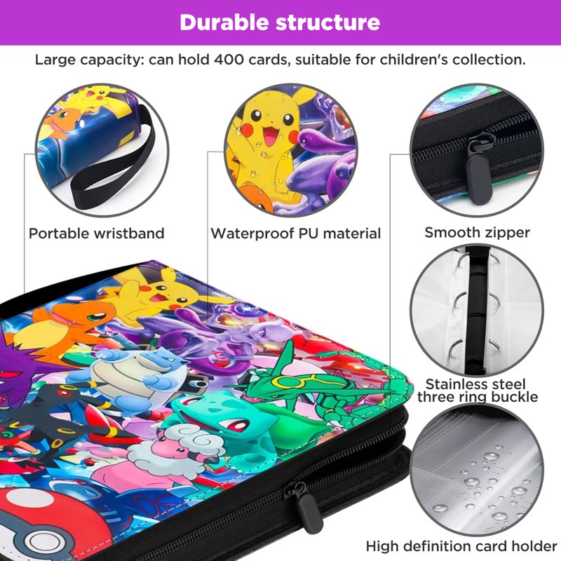 9-Pocket Zipper Card Binder for Trading Cards - Holds 900 Cards with Removable Sleeves