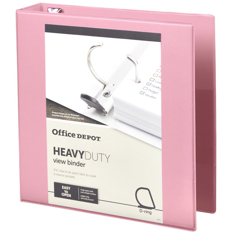 Heavy-Duty View 3-Ring Binder with 2-Inch D-Rings, 565 Sheet Capacity, Recycled Light Pink