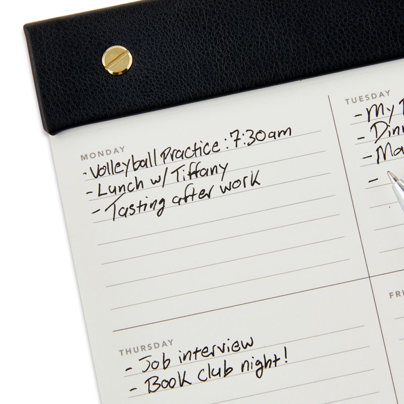 Undated Weekly Planner Pad - Simulated Leather 8.5 x 10, 60 Sheets