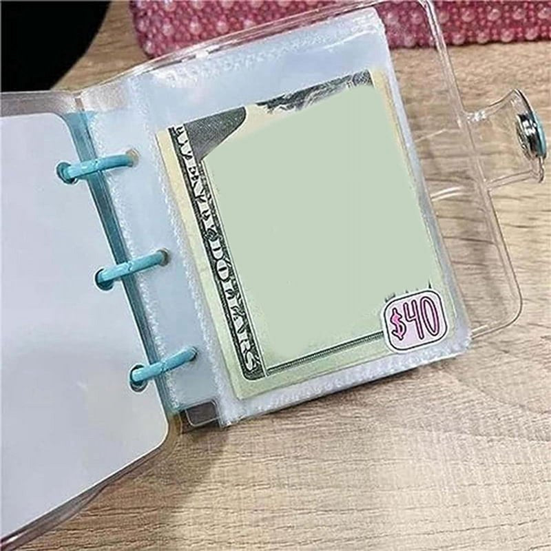 Savings Challenge Binder with Envelopes - Blue, Reusable Money Organizer