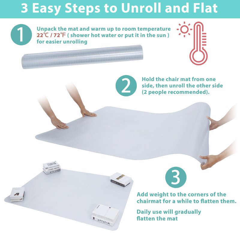 Office Chair Floor Mat for Carpet 46x60 Inches - White, Anti-Slip Protector