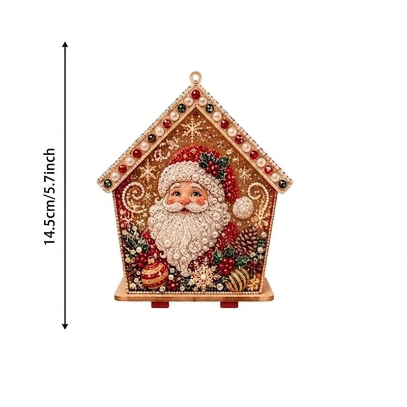 DIY Christmas Pearl Diamond Art Kit Wooden House Ornament Holiday Decoration