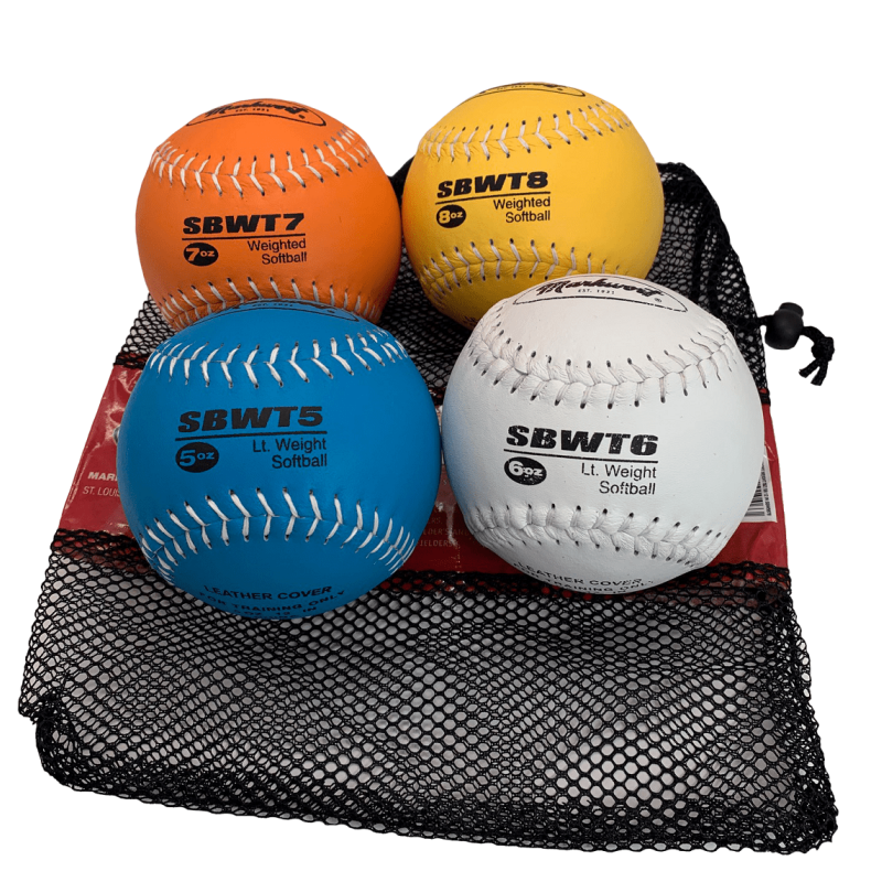 12-Inch Weighted Softball Set with Leather Cover - Training Balls for Pitchers