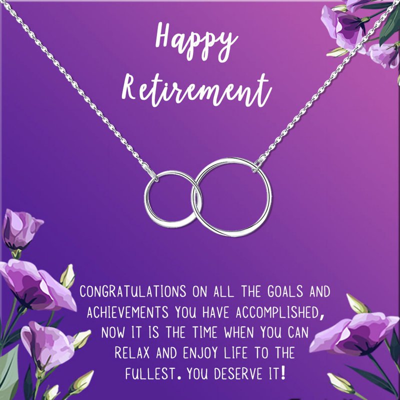 Retirement Necklace for Women Infinity Double Ring Gift Jewelry for Retirement Celebration