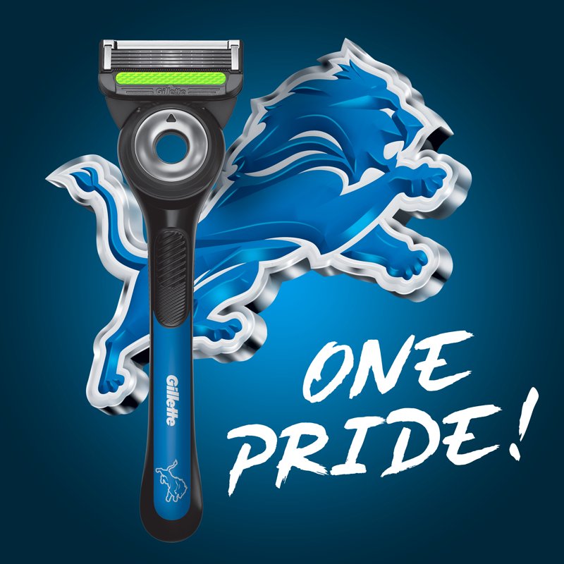 Gillette Labs Detroit Lions Razor – Exfoliating Bar & 5-Blade Refills, Special Edition