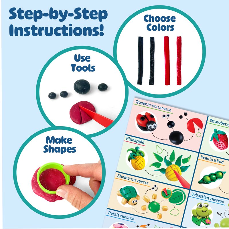 Non-Drying Modeling Clay Kit for Kids - 70+ Bright & Glitter Colors, Reusable Arts & Crafts Set