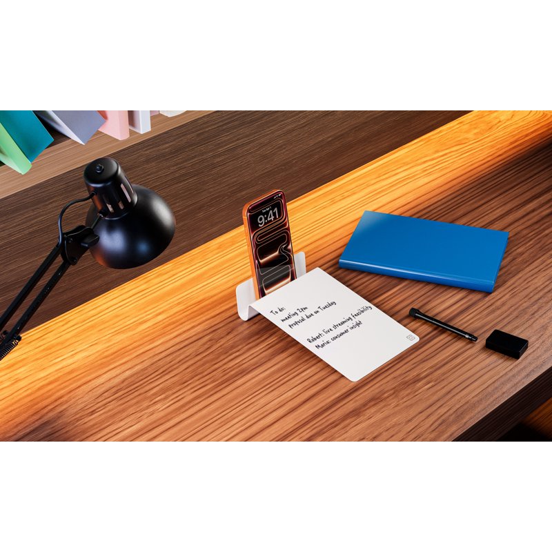 Magnetic Dry Erase Whiteboard with Phone Stand - Reusable Office Memo Board, Includes Markers & Eraser
