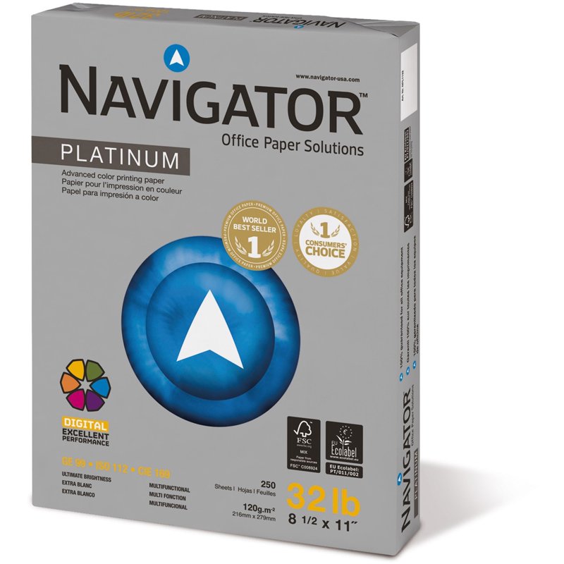 Navigator Platinum Multipurpose Office Paper 8.5x11 32lb Bright White - 250 Sheets