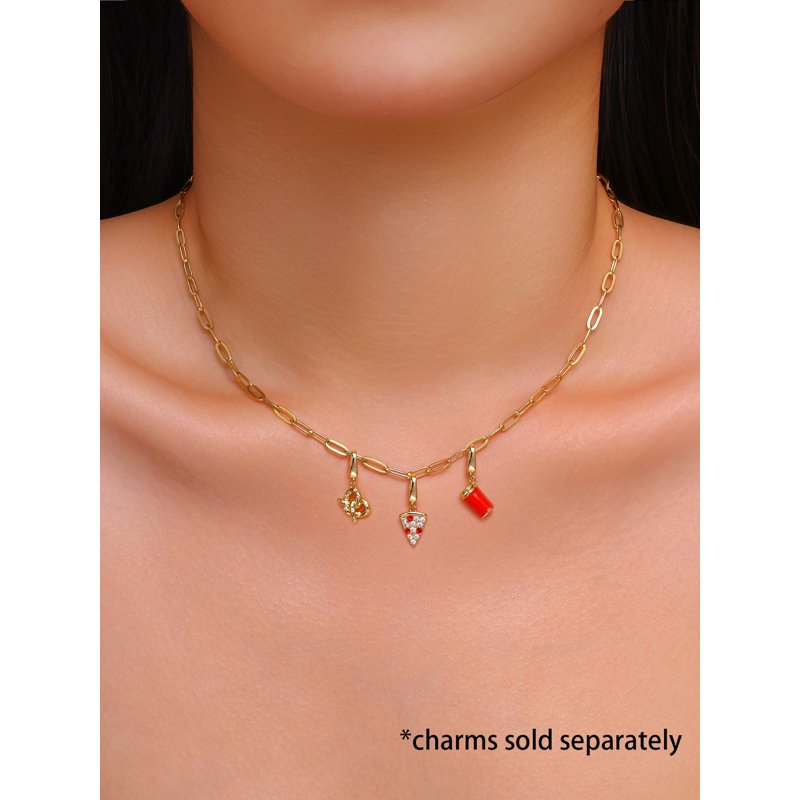 Gold & Silver Paperclip Chain Necklace for Charms - 16 Inch with Extender