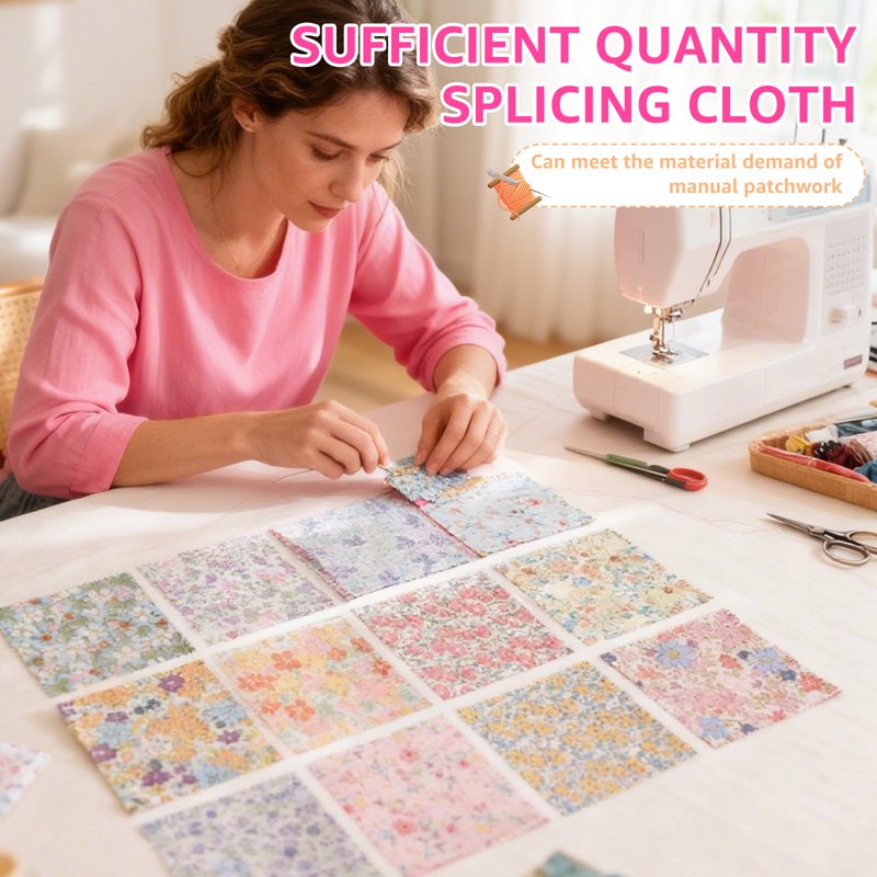 Colorful Fabric Squares Quilt Patchwork Set 126 pcs 5x5 inch Cotton for Sewing Craft