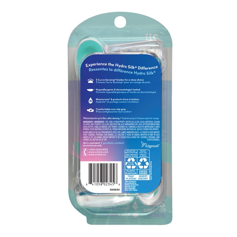 Women’s Disposable Razor with 5 Curved-Sensing Blades & Hydrating Serum - 2 Count