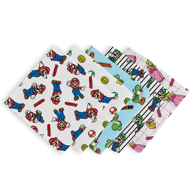 Super Mario Cotton Fat Quarter Bundle - 5 Assorted 21x18 Fabric Pieces for Crafts