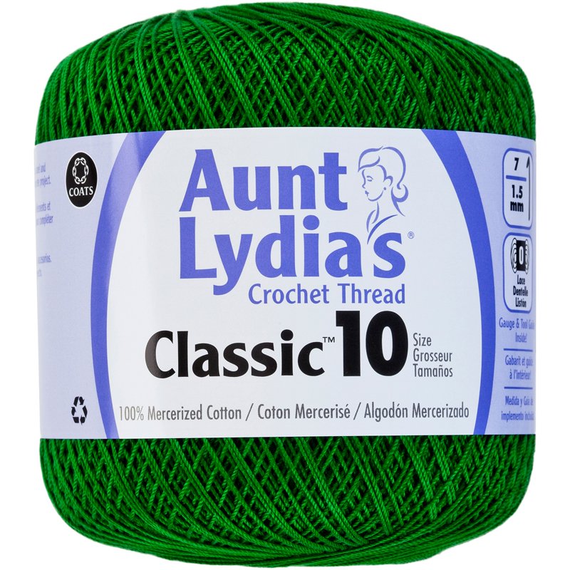 Crochet Thread Size 10 Myrtle Green Multipack of 6 Spools - Mercerized Cotton