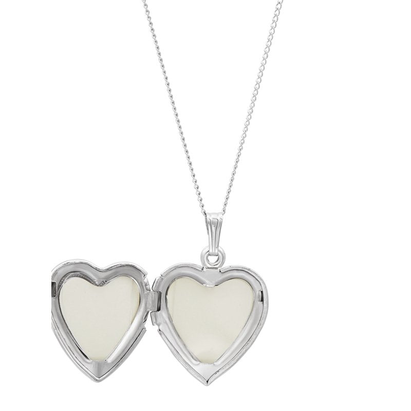 Sterling Silver Mother of Pearl Cross Heart Pendant Necklace 18 Inch Chain