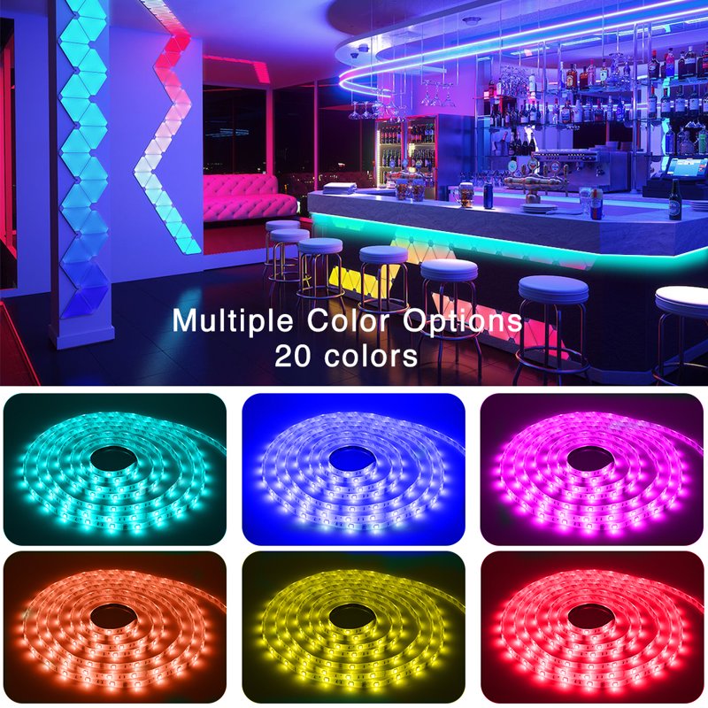50ft LED Strip Lights RGB Color Changing Music Sync with Remote & App