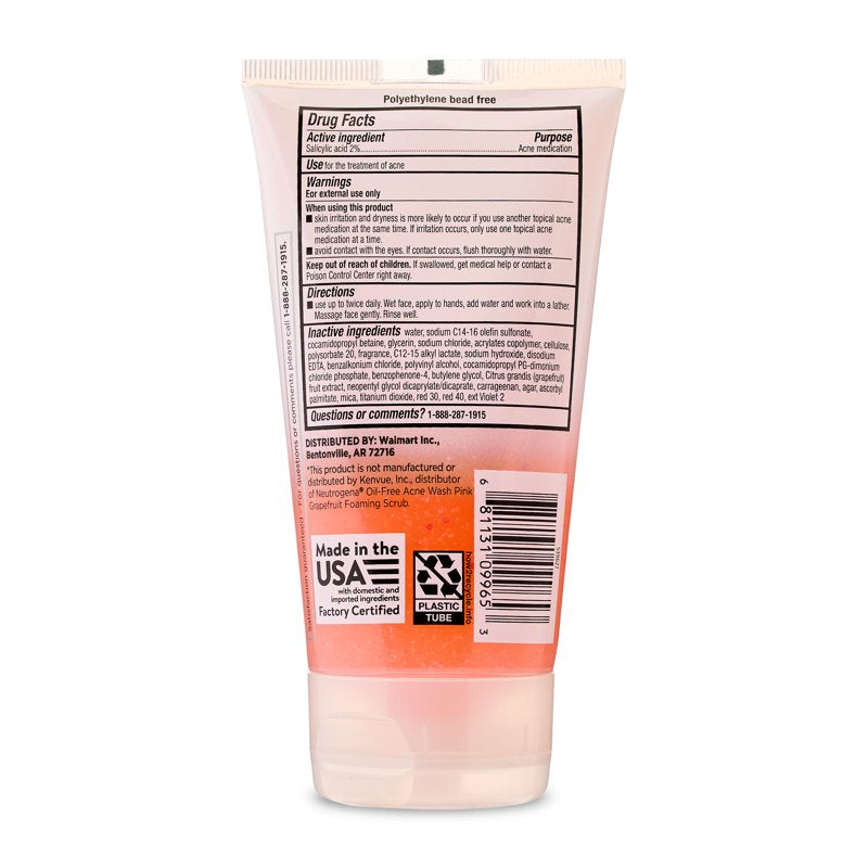 Pink Grapefruit Foaming Acne Scrub 3 Pack - Salicylic Acid Cleanser for Acne-Prone Skin