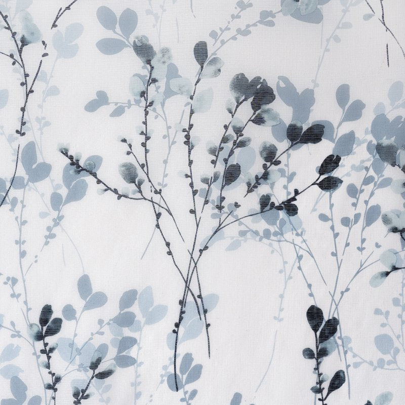 Indoor Floral Light Filtering Curtain Panel - Linen-Like Texture, Teal, 52x84 Inches