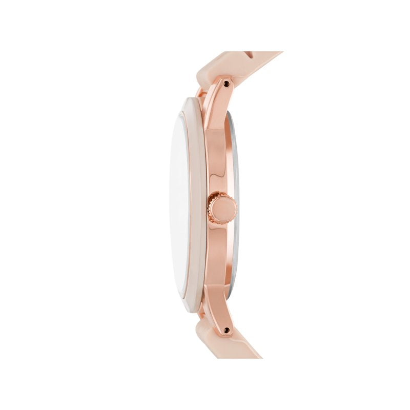 Women's Rose Gold Watch with Blush Bezel and Silicone Strap – Easy Read Dial, 38mm