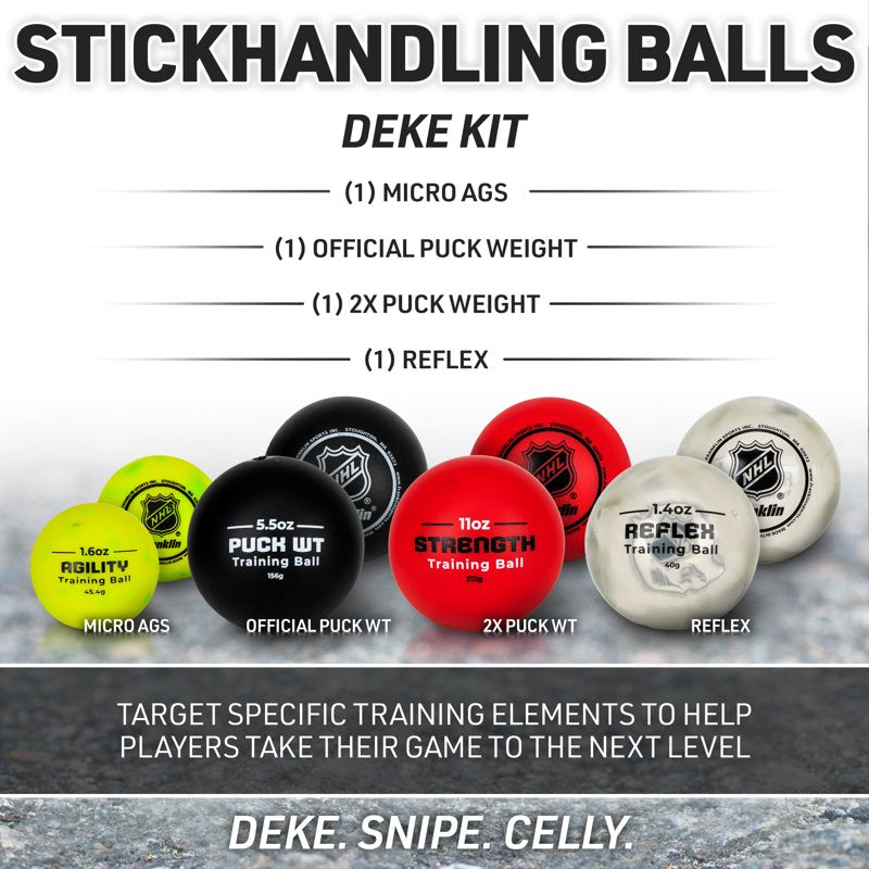 Hockey Stick Handling Training Balls Set - Off-Ice Puck & Reflex Practice Balls